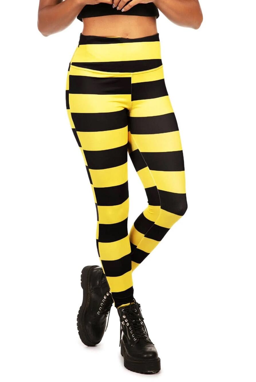 Tipsy Elves Bumblebee High Waisted Leggings Size Medium